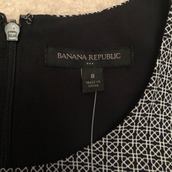 Banana Republic High Low Dress Pattern Black White size 8 - Picture 6 of 7